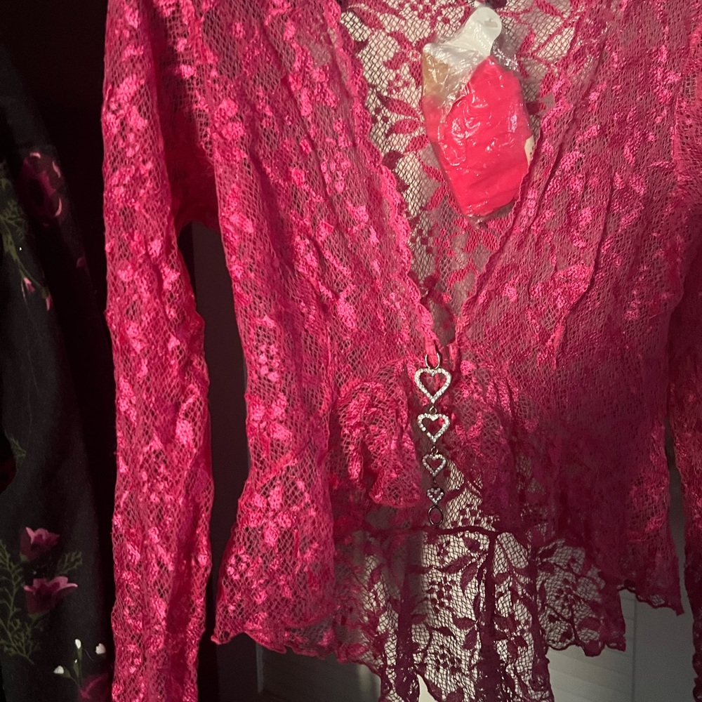Elegant Pink Lace Cardigan